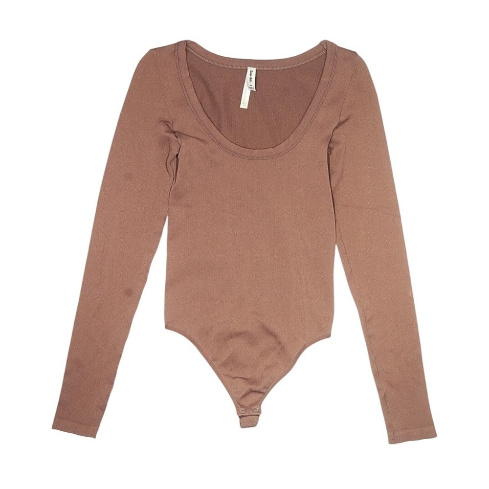 NWOT Aritzia Sun-Deh Brown Bodysuit Size Small Long Sleeve